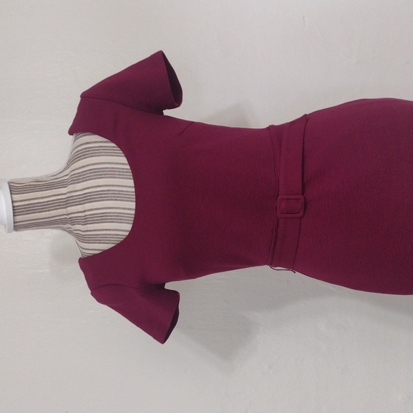 Boden Dark Pink Elsa Ottoman Ribbed Knit Body Con Sheath Dress w Belt - Picture 4 of 14